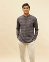 Azure Blue Ogee Floral Printed Short Kurta